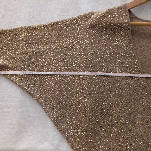 LaRok Gold Sequin Sweater Batwing Cardigan, Size Small - Picture 9 of 15